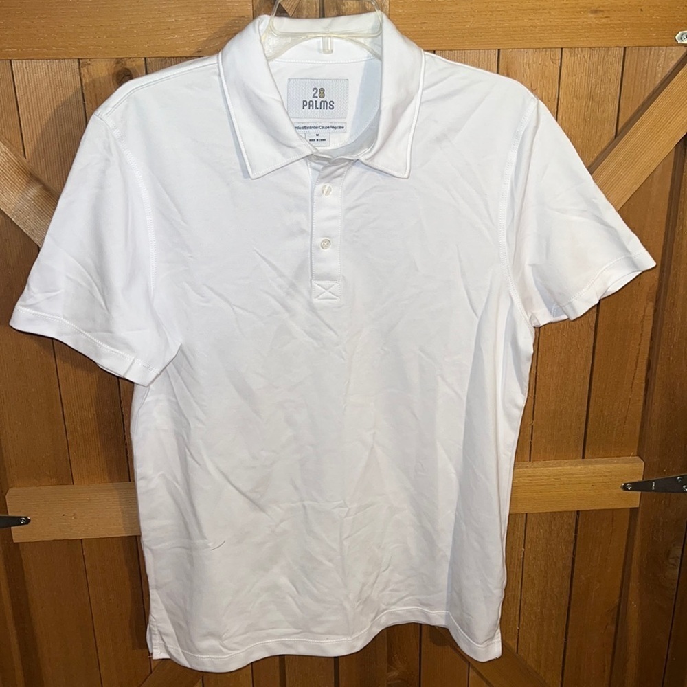 28 Palms White Polo Shirt M